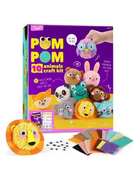 Kit de Manualidades Pom Pom LAOESE - 10 Animales DIY para Niños Kit de Manualidades Pom Pom LAOESE - 10 Animales DIY para Niños