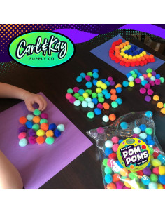 Carl & Kay 300 Pom Poms 2.54 cm y 50 Ojos Móviles para Manualidades 2