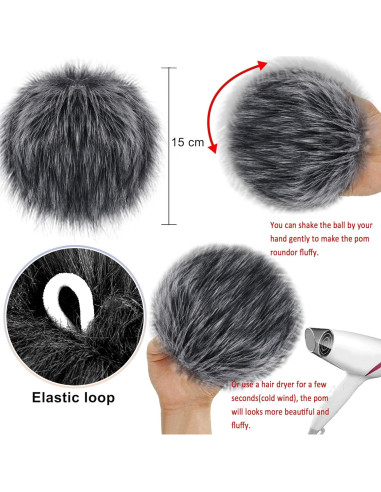 Pom Pom Grande SIQUK 12 Piezas Piel Sintética 15 cm Multicolor