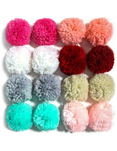 16 Pompones de Hilo Acrílico 8CM para Manualidades DIY