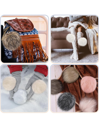 Pom Pom Grande SIQUK 12 Piezas Piel Sintética 15 cm Multicolor