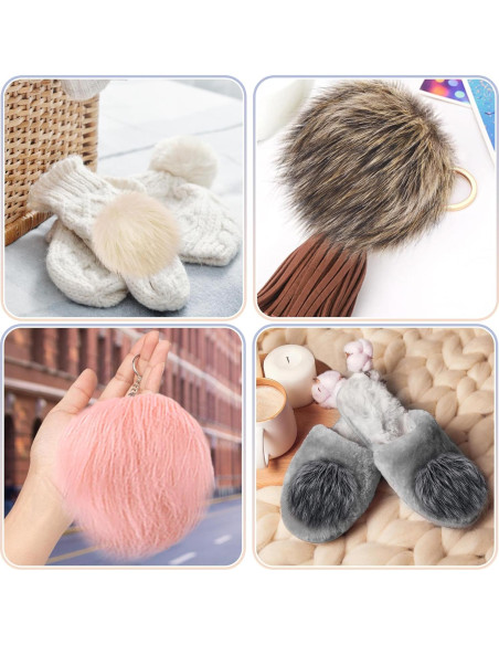 Pom Pom Grande SIQUK 12 Piezas Piel Sintética 15 cm Multicolor