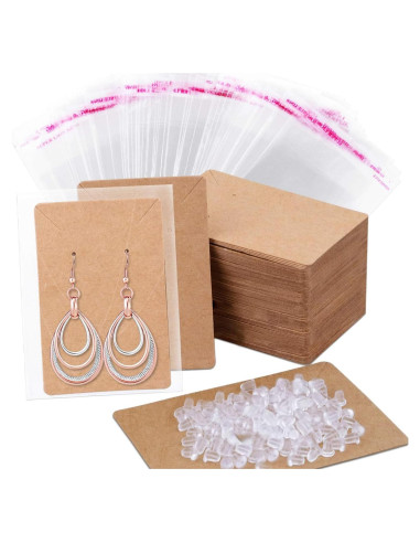 Tarjetas para Pendientes Anezus 100 Pcs Kraft 8.9x6.4 cm