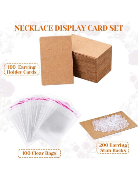 Tarjetas para Pendientes Anezus 100 Pcs Kraft 8.9x6.4 cm
