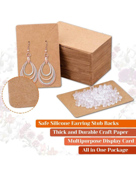 Tarjetas para Pendientes Anezus 100 Pcs Kraft 8.9x6.4 cm