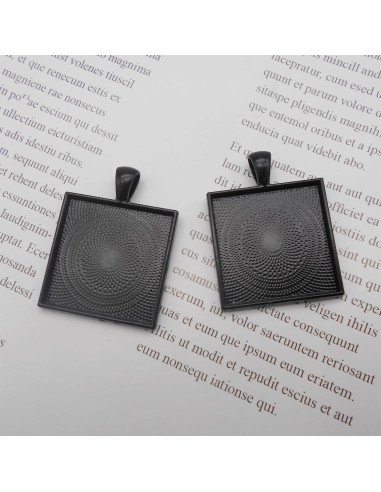 20 Piezas Bandejas Bezel Cuadradas WAY DENG 25mm Negro