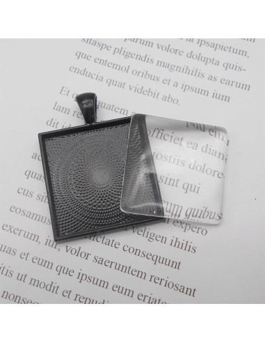 20 Piezas Bandejas Bezel Cuadradas WAY DENG 25mm Negro