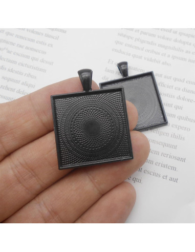 20 Piezas Bandejas Bezel Cuadradas WAY DENG 25mm Negro