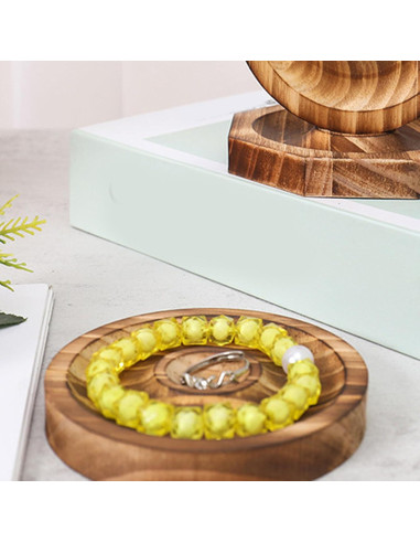 Bandeja de Exhibición de Pulseras de Madera Redonda 4 Piezas