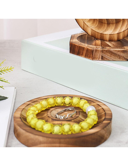 Bandeja de Exhibición de Pulseras de Madera Redonda 4 Piezas