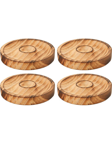 Bandeja de Exhibición de Pulseras de Madera Redonda 4 Piezas