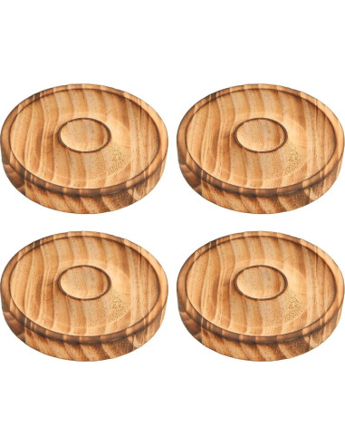 Bandeja de Exhibición de Pulseras de Madera Redonda 4 Piezas