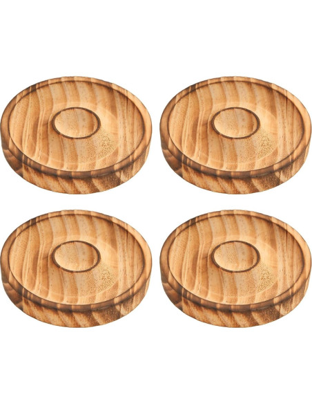 Bandeja de Exhibición de Pulseras de Madera Redonda 4 Piezas