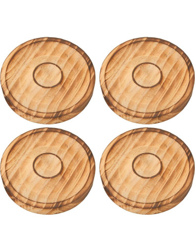 Bandeja de Exhibición de Pulseras de Madera Redonda 4 Piezas