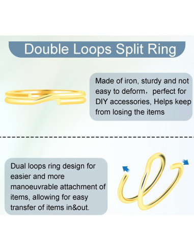 100 Anillos Divididos de Doble Bucle CooBigo 8mm Dorado