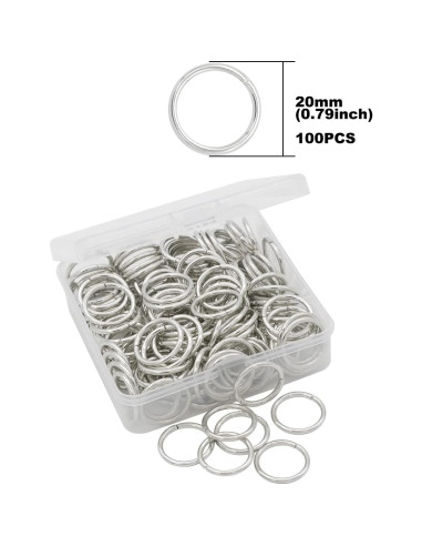 100 Anillas Abiertas 20mm Auvoau Conectores de Joyería Níquel