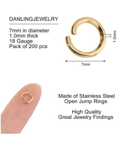 Anillas Abiertas Doradas 7mm 200 Pcs DanLingJewelry 2