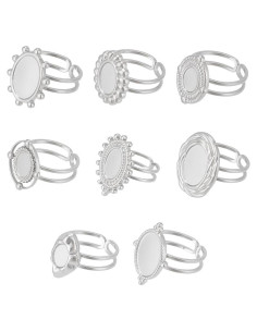 Bases de Anillo Ovaladas 8Pcs Acero Inoxidable UNICRAFTALE