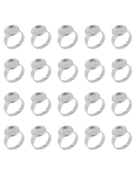50 Bases de Anillo Ajustables UNICRAFTALE Acero Inoxidable 12mm