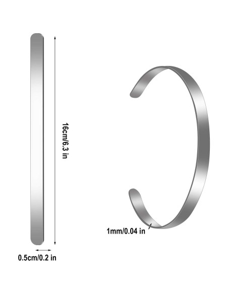 18 Pulseras Ajustables Hicarer de Acero Inoxidable DIY 16 cm