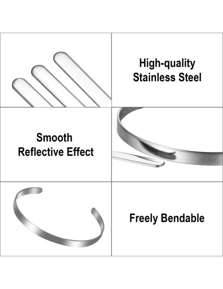 18 Pulseras Ajustables Hicarer de Acero Inoxidable DIY 16 cm