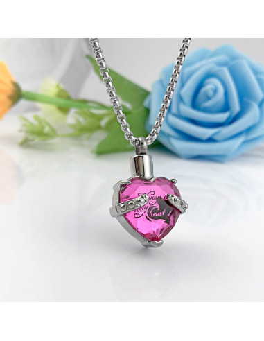 Collar de Urna para Cenizas YOUFENG Corazón Acero Inoxidable 60cm