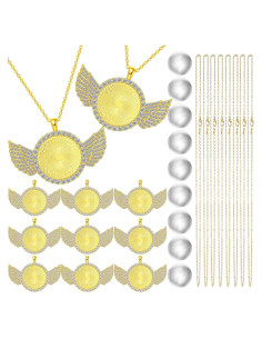 Set 27 Piezas Bandejas Colgantes Hicarer Oro con Cadenas y Cabochones