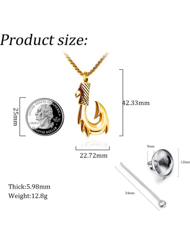 Collar de Urna de Cremación Anzuelo Maori LuxglitterLin 55 cm