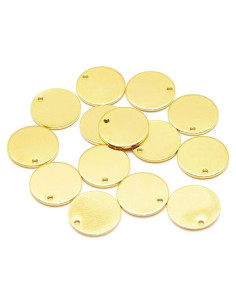 Etiquetas de Metal KISSITTY 50Pcs 14mm Doradas Libre de Níquel