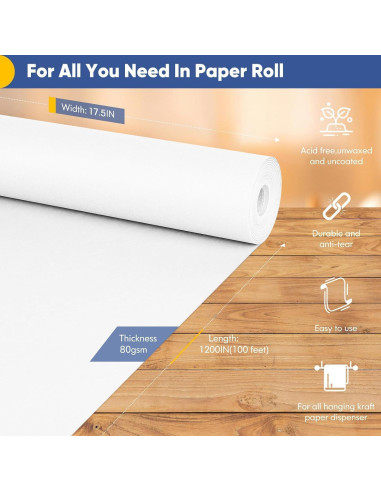 Papel de Envolver Blanco Vanhench 44.5x365.76m 80GSM