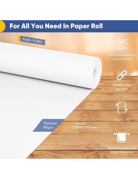 Papel de Envolver Blanco Vanhench 44.5x365.76m 80GSM