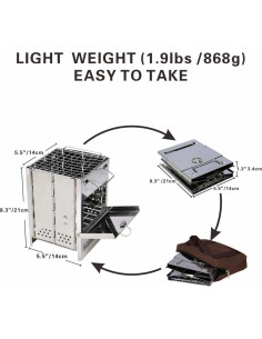 Estufa de Camping Plegable Genérico de Acero Inoxidable 1,06 kg 2