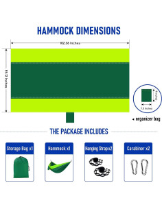 Hamaca Portátil GENÉRICO HS para Camping 660 lbs Verde 2
