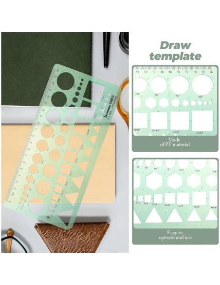 Plantilla de Dibujo de Círculo LNYMZD 2 Pcs Geométrica