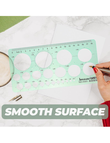 Plantilla de Dibujo de Círculo LNYMZD 2 Pcs Geométrica