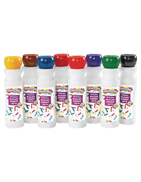 8 Marcadores Dabber Lavables No Tóxicos para Niños - Colores Primarios