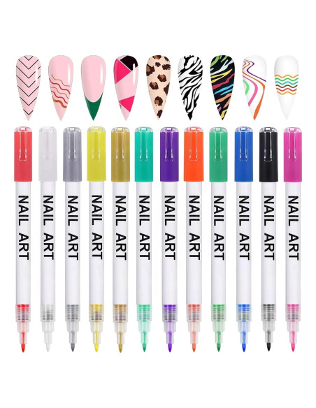 12 Lápices de Arte de Uñas Gorvalin - Secado Rápido 3D