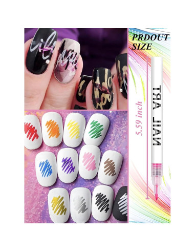 12 Lápices de Arte de Uñas Gorvalin - Secado Rápido 3D