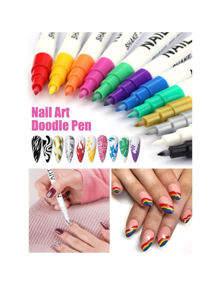 Set de 12 Lápices para Arte de Uñas Kalolary - Colores Vibrantes