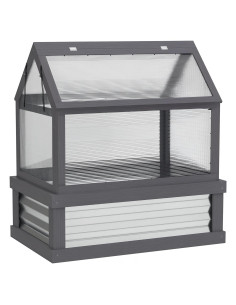 Huerto Elevado con Invernadero Outsunny 90x57 cm Gris