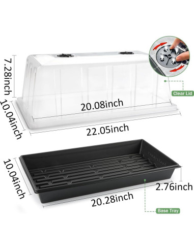 Bandeja de Plantas 1020 RooTrimmer con Domo Alto 18.54 cm - 5 Piezas