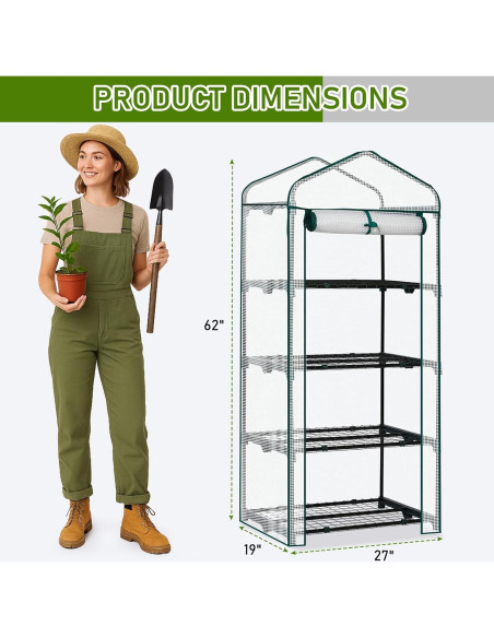 Invernadero Mini Outvita 4 Niveles PE 68.6x49.8x160 cm Blanco