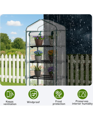 Invernadero Mini Outvita 4 Niveles PE 68.6x49.8x160 cm Blanco