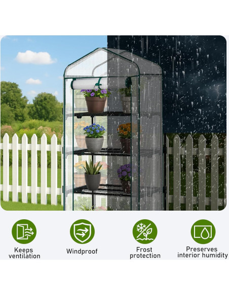 Invernadero Mini Outvita 4 Niveles PE 68.6x49.8x160 cm Blanco