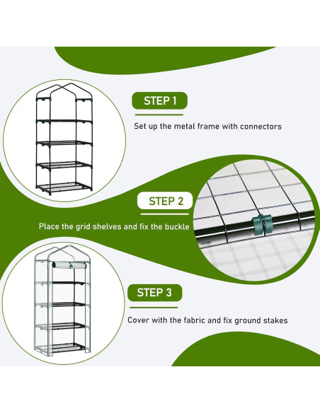 Invernadero Mini Outvita 4 Niveles PE 68.6x49.8x160 cm Blanco