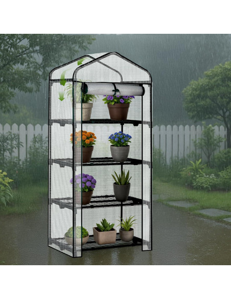 Invernadero Mini Outvita 4 Niveles PE 68.6x49.8x160 cm Blanco