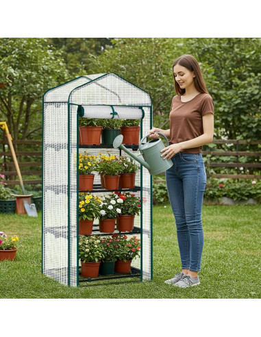 Invernadero Mini Outvita 4 Niveles PE 68.6x49.8x160 cm Blanco