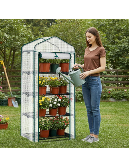 Invernadero Mini Outvita 4 Niveles PE 68.6x49.8x160 cm Blanco