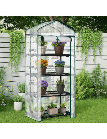 Invernadero Mini Outvita 4 Niveles PE 68.6x49.8x160 cm Blanco