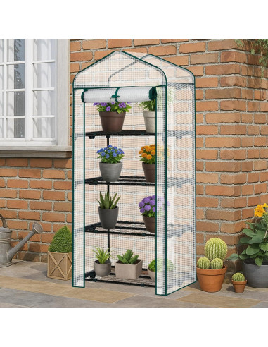 Invernadero Mini Outvita 4 Niveles PE 68.6x49.8x160 cm Blanco
